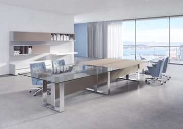 ALTAGAMMA - Wood and glass meeting table with cable management by ESTEL GROUP - view 3